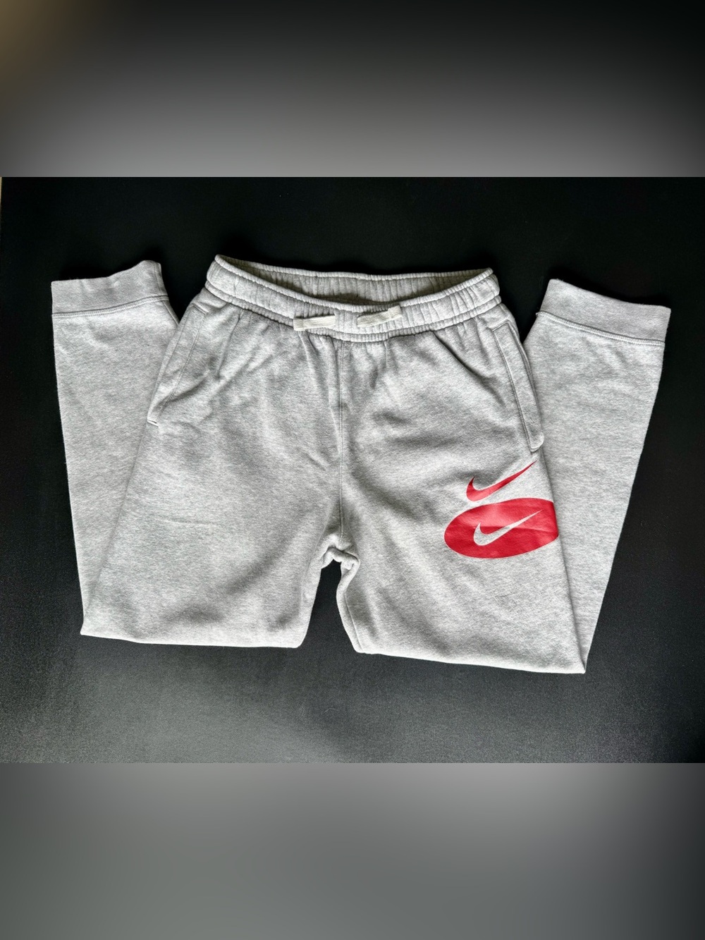 Nike Kids Gray Sweatpants with Red Swoosh - Size Youth Large
